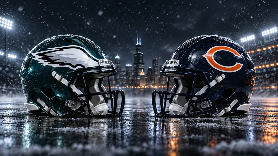 Philadelphia Eagles and Chicago Bears Monday Night Football matchup artwork